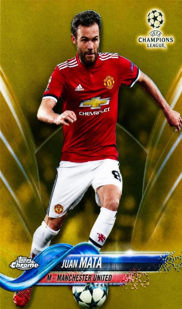 2017 Topps Chrome UEFA Champions League Soccer Gold Juan Mata #47 PSA 9