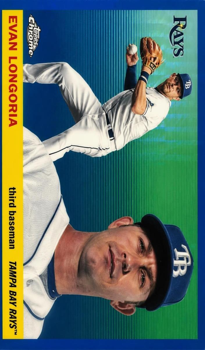 2025 Topps Chrome Platinum Baseball Blue Prism Refractor Evan Longoria #453
