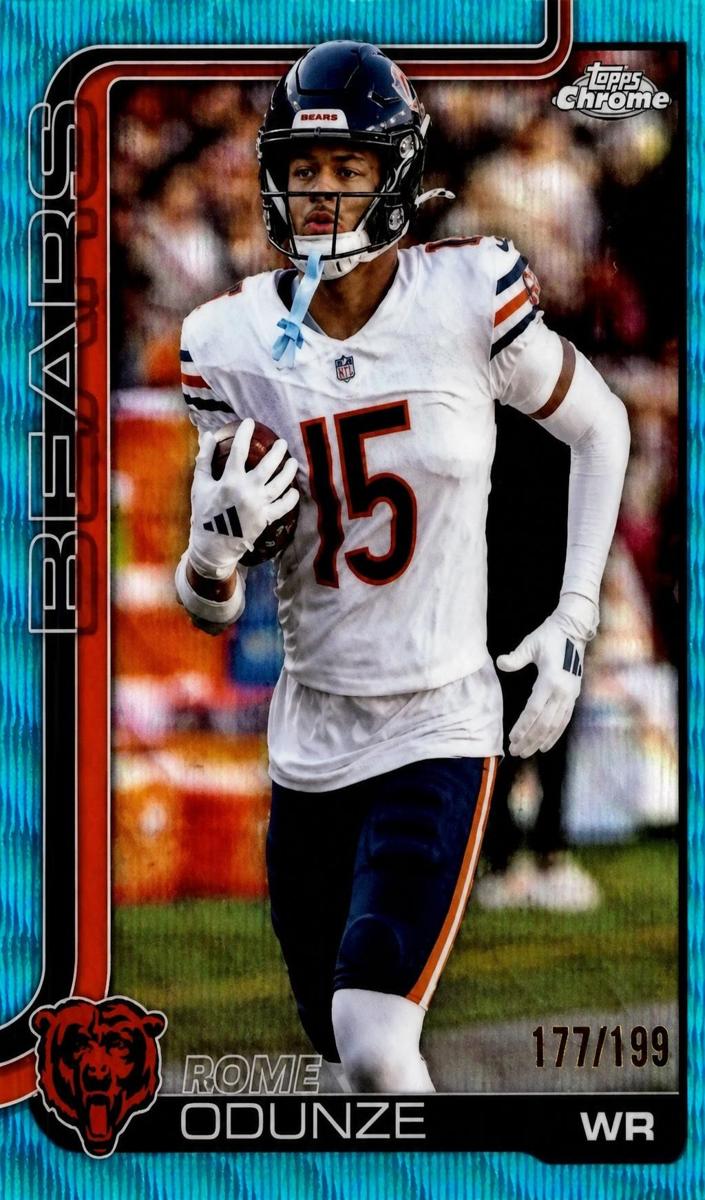2025 Topps Chrome Football Aqua Wave Refractor Rome Odunze #49