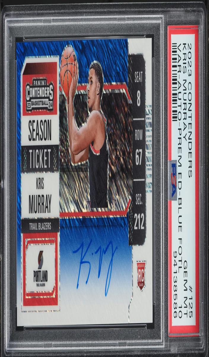 2023 Panini Contenders Basketball Premium Edition Blue FOTL Kris Murray #125 PSA 10