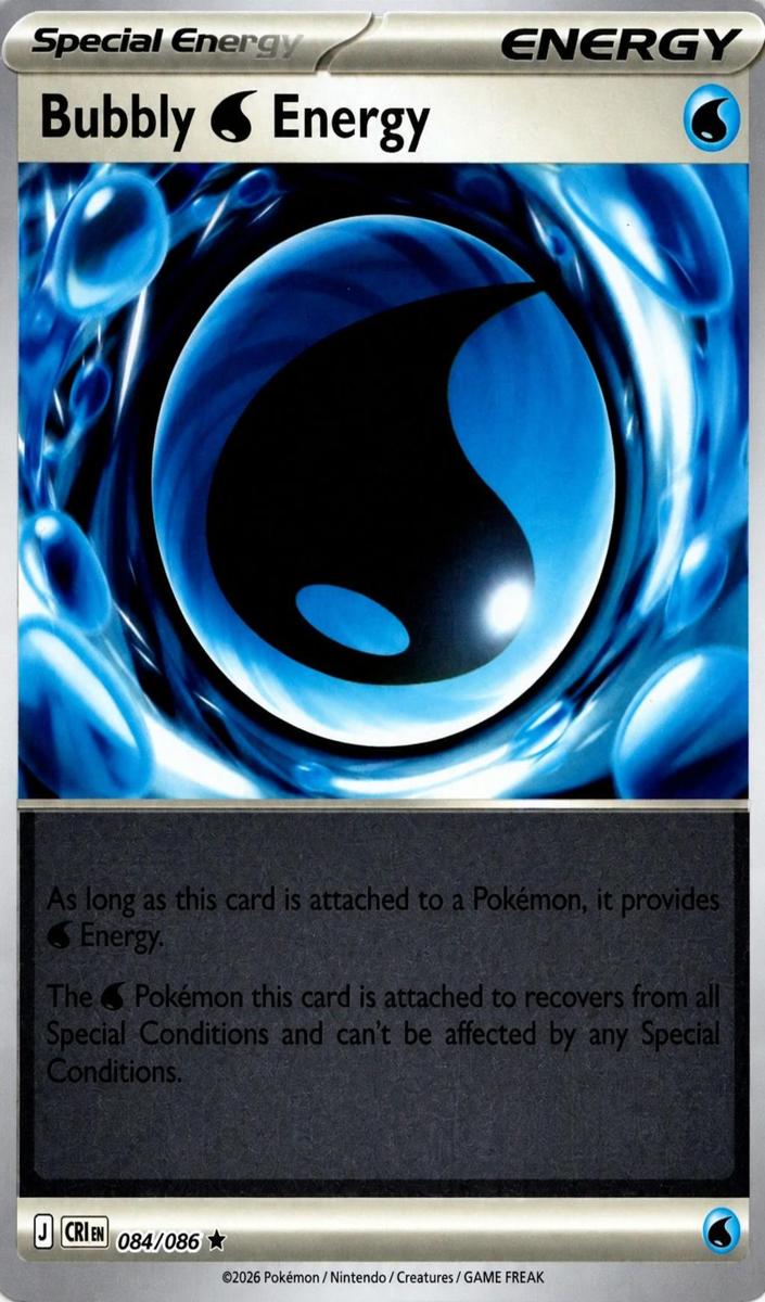 2026 Pokemon Mega Evolution Chaos Rising Reverse Holo Bubbly W Energy #84