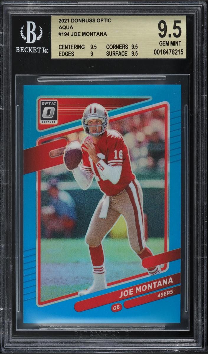 2021 Donruss Optic Football Aqua Joe Montana #194 BGS 9
