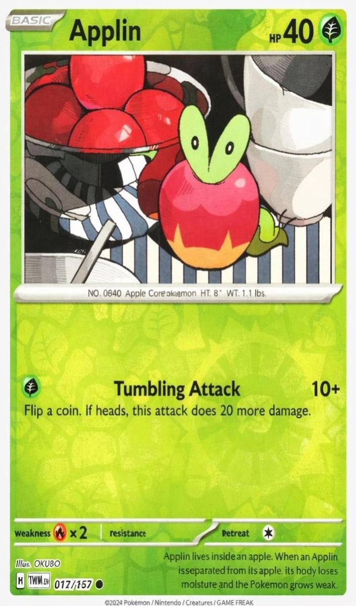 2024 Pokemon Scarlet & Violet Twilight Masquerade Reverse Holo Applin #17