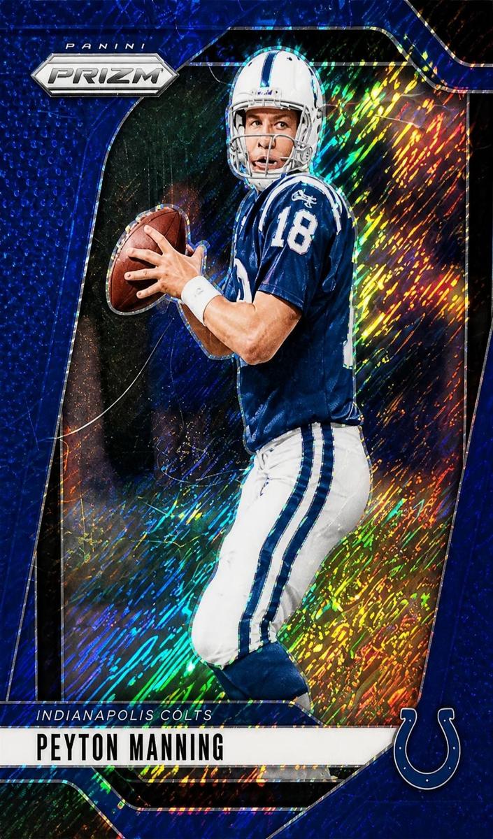 2024 Panini Prizm Football Blue Shimmer Peyton Manning #126 PSA 9