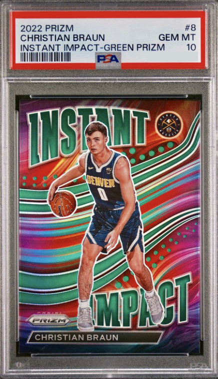 2022 Panini Prizm Basketball Green Christian Braun #8 PSA 10