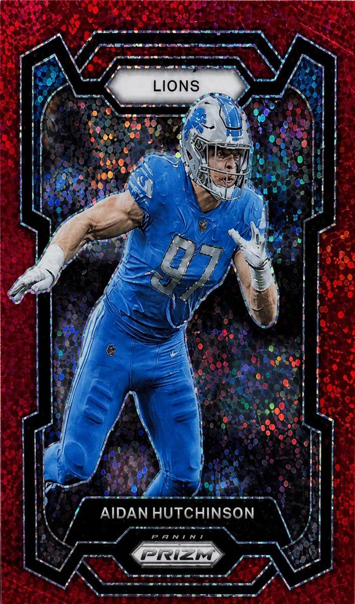 2023 Panini Prizm Football Red Sparkle Aidan Hutchinson #94 PSA 9