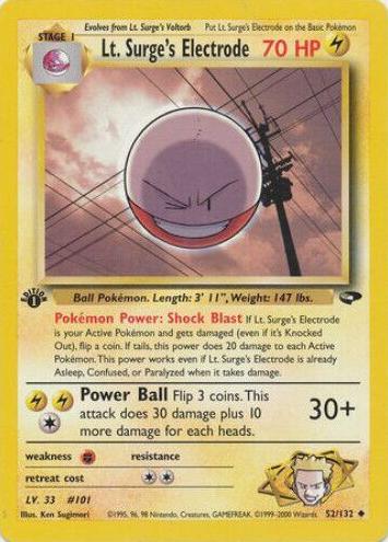 2000 Pokemon Gym Challenge 1st Edition LT. Surge's Electrode #52 PSA 9