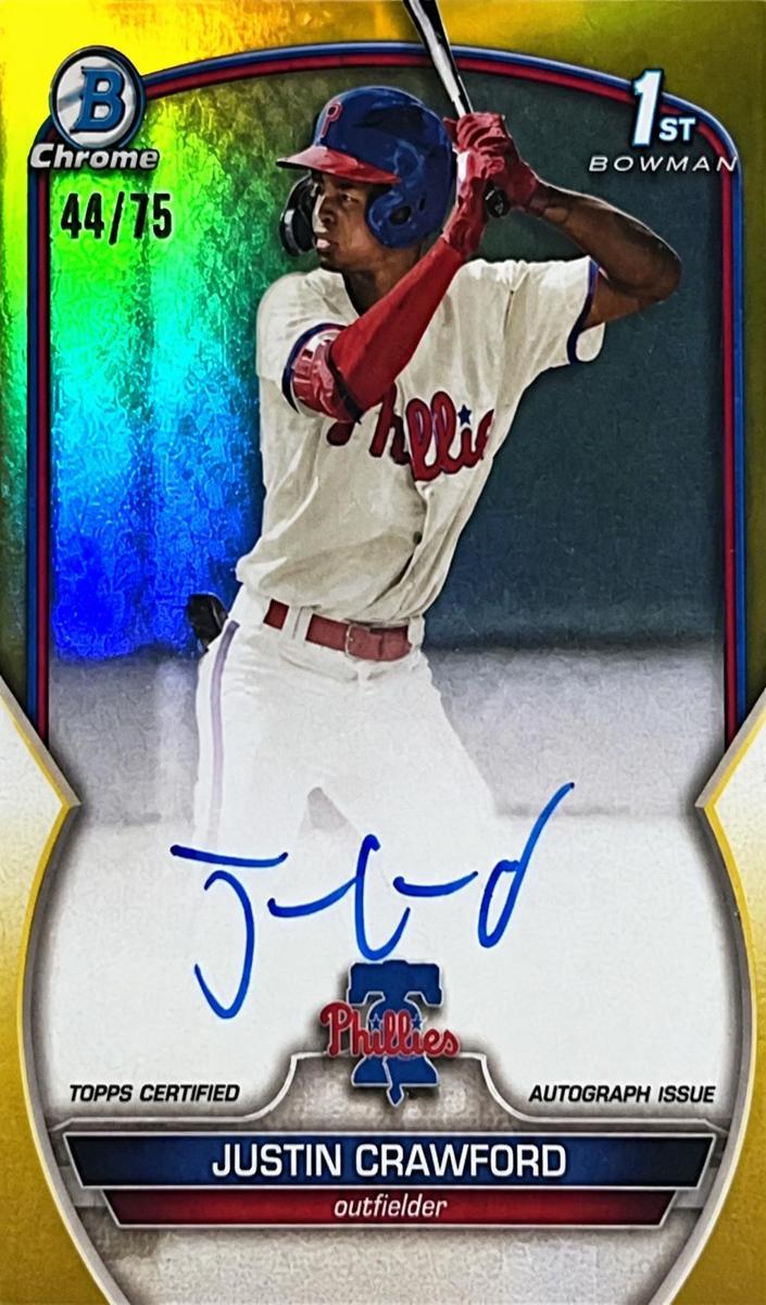 2023 Bowman Chrome Prospects Baseball Yellow Justin Crawford #CPA-JC PSA 10