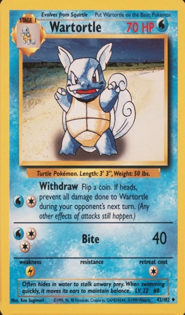 1999 Pokemon Base Set Wartortle #42