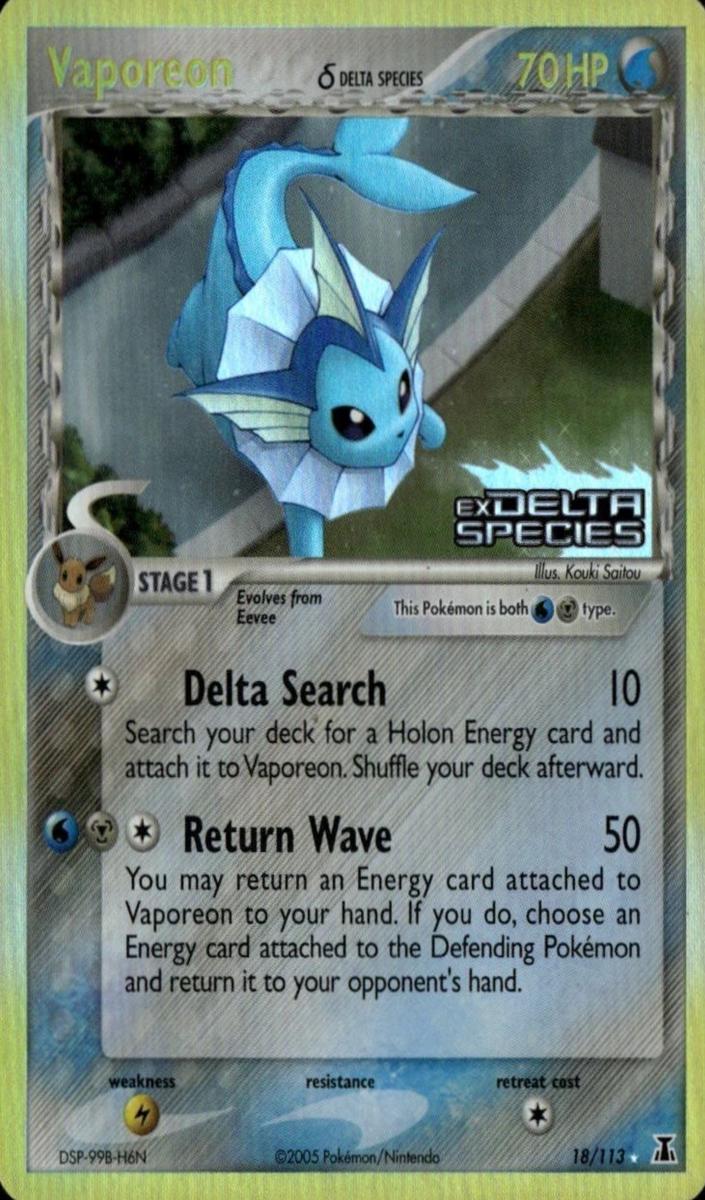 2005 Pokemon EX Delta Species Reverse Holo Vaporeon #18