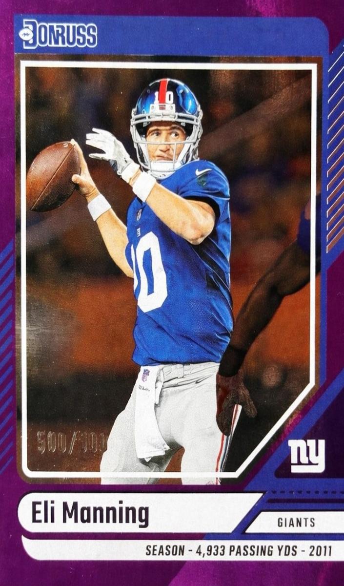 2024 Panini Donruss Football Press Proof Purple Eli Manning #75