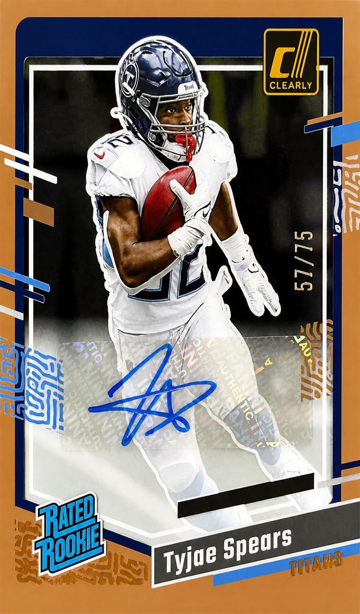 2023 Panini Clearly Donruss Football Orange Tyjae Spears #88 PSA 8.5