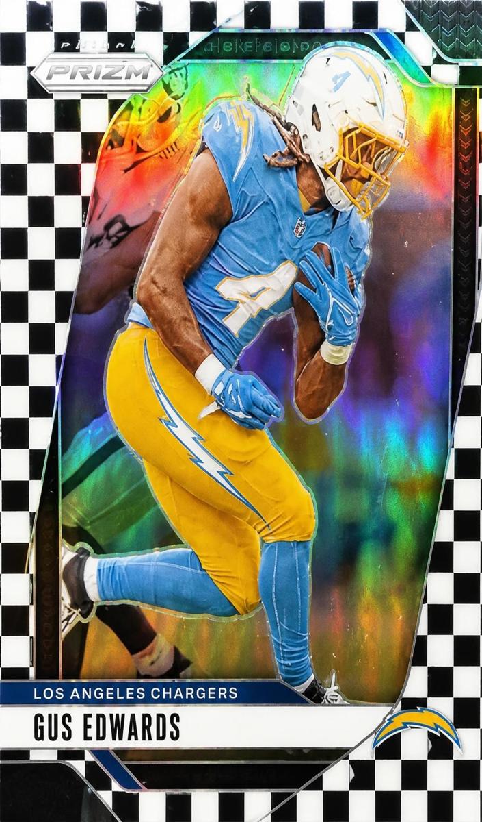 2024 Panini Prizm Football Black and White Checker Gus Edwards #158