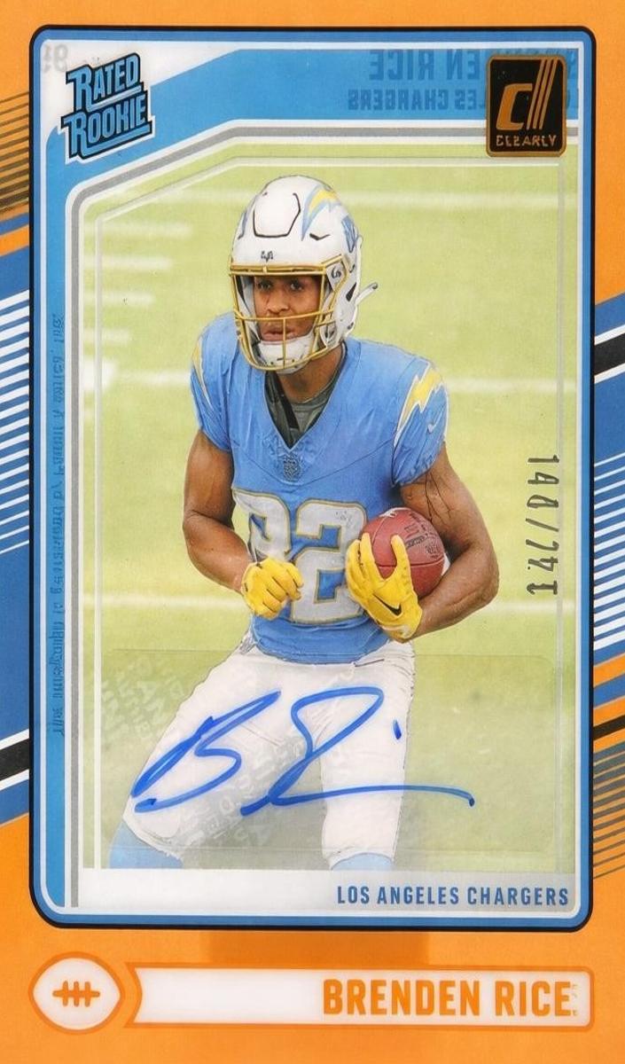 2024 Panini Clearly Donruss Football Orange Brenden Rice #99