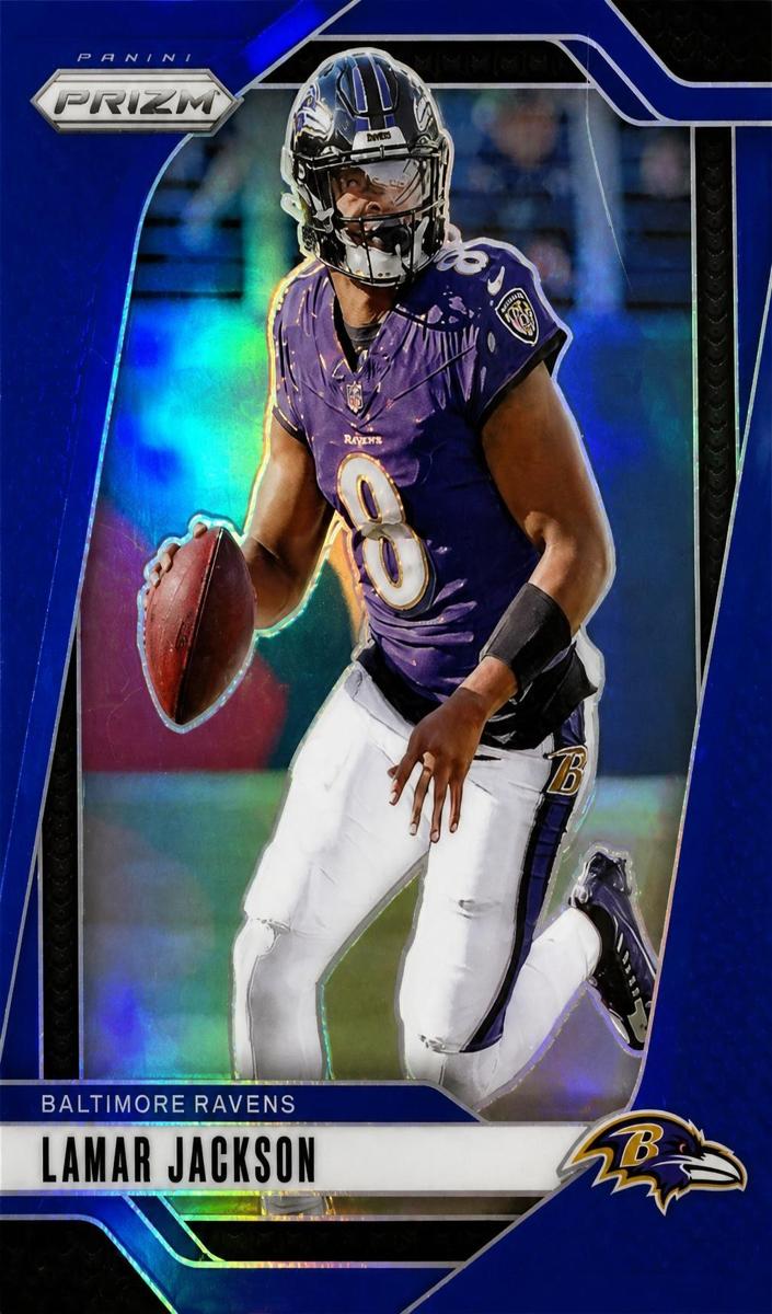 2024 Panini Prizm Football Blue Lamar Jackson #19 PSA 9