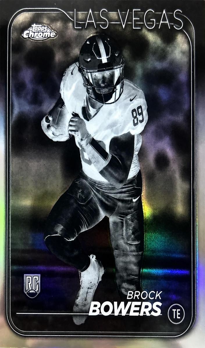 2024 Topps Chrome Football Negative Refractor Brock Bowers #207 PSA 8