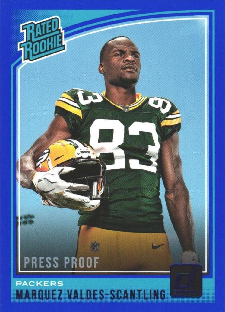 2018 Panini Donruss Football Press Proof Blue Marquez Valdes-Scantling #336