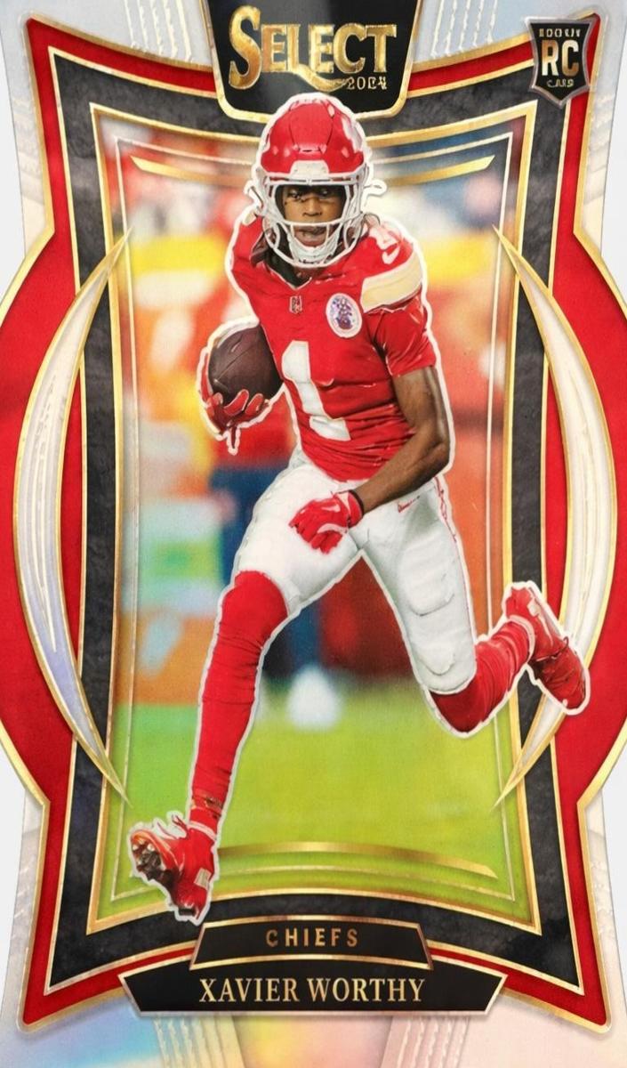 2024 Panini Select Football Silver Die-Cut Xavier Worthy #32 PSA 8