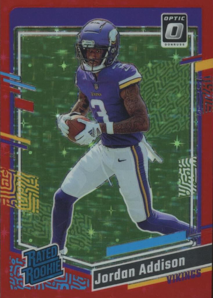 2023 Donruss Optic Football Red Stars Jordan Addison #271 PSA 9