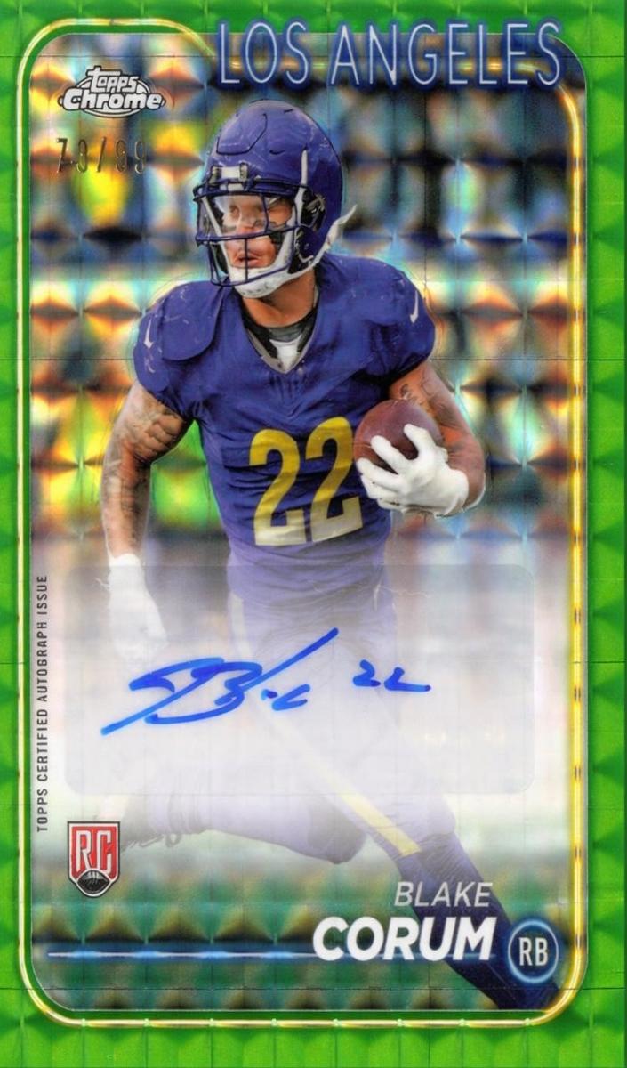 2024 Topps Chrome Football Green Geometric Refractor Blake Corum #RA-BCO