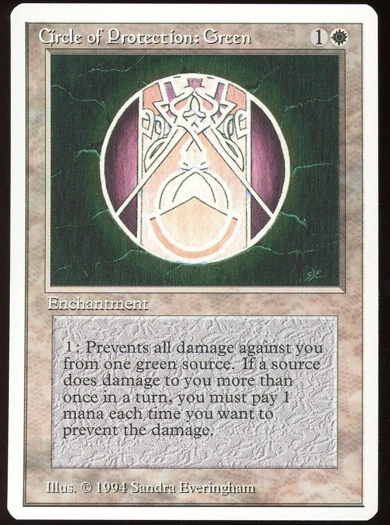 1993 Magic The Gathering Alpha Circle of Protection: Green #NNO