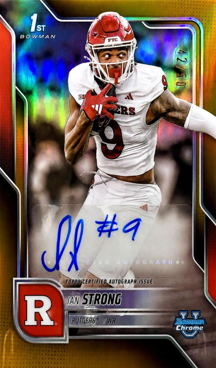 2025 Bowman Chrome University Football Gold Refractor Ian Strong #BCA-IAN