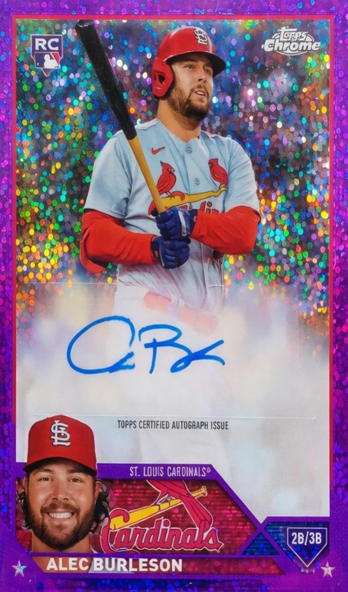 2023 Topps Chrome Update Baseball Purple Speckle Alec Burleson #AC-AB PSA 9