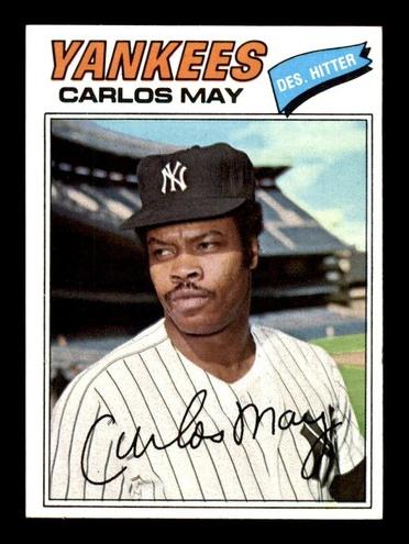 1977 Topps Burger King New York Yankees Baseball Carlos May #22 PSA 9