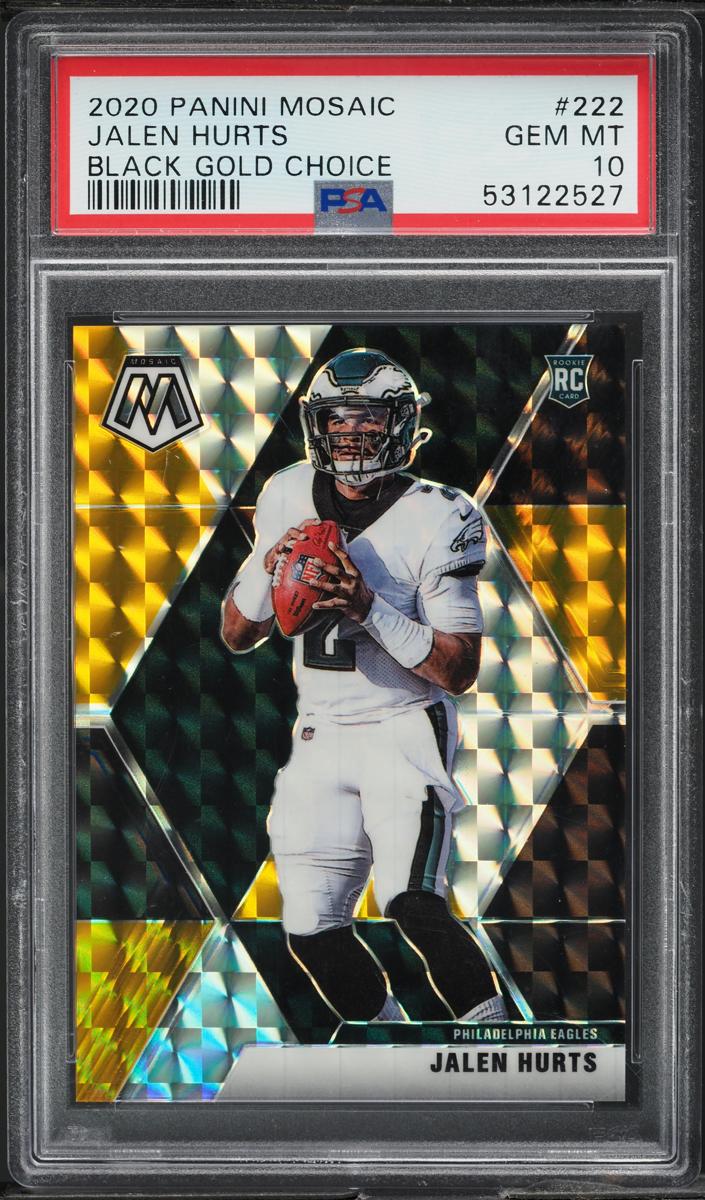 2020 Panini Mosaic Football Choice Black Gold Jalen Hurts #222 PSA 9