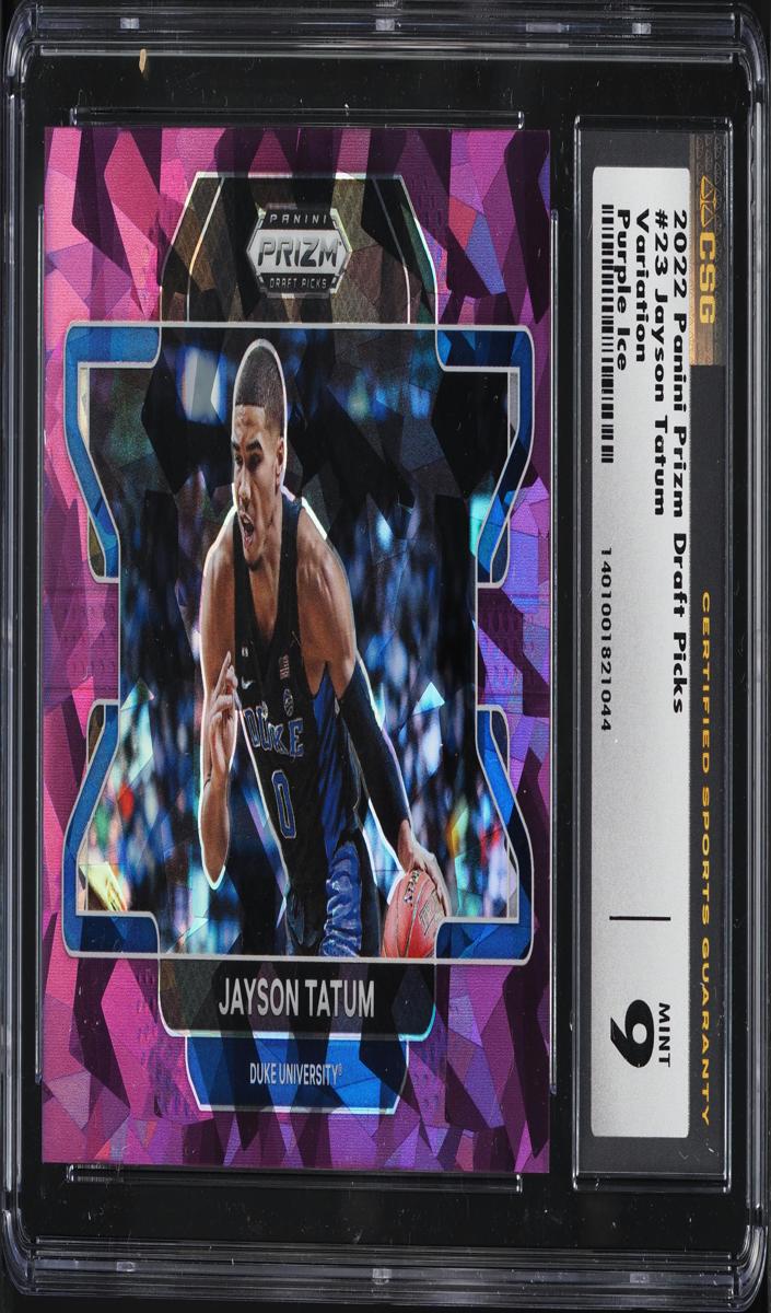 2022 Panini Prizm Draft Picks Basketball Purple Ice Jayson Tatum #23 CSG 8.5