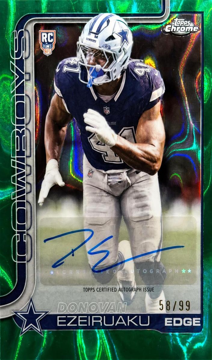 2025 Topps Chrome Football Green Lava Refractor Donovan Ezeiruaku #RRA-DE