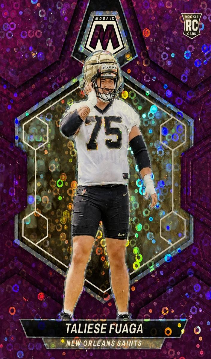 2024 Panini Mosaic Football No Huddle Purple Taliese Fuaga #314