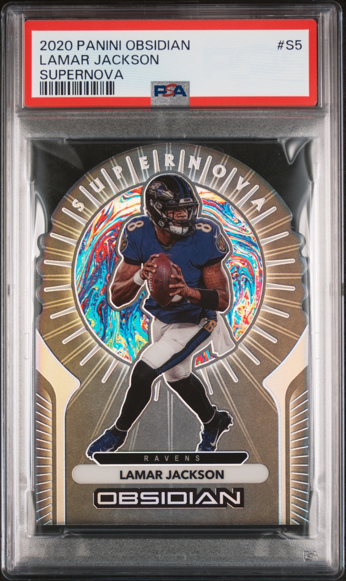 2020 Panini Obsidian Football Lamar Jackson #S5 PSA 8