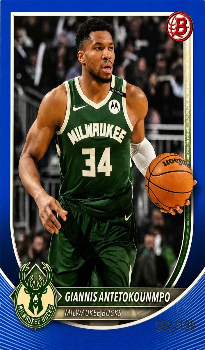 2025 Bowman Basketball Blue Border Giannis Antetokounmpo #80