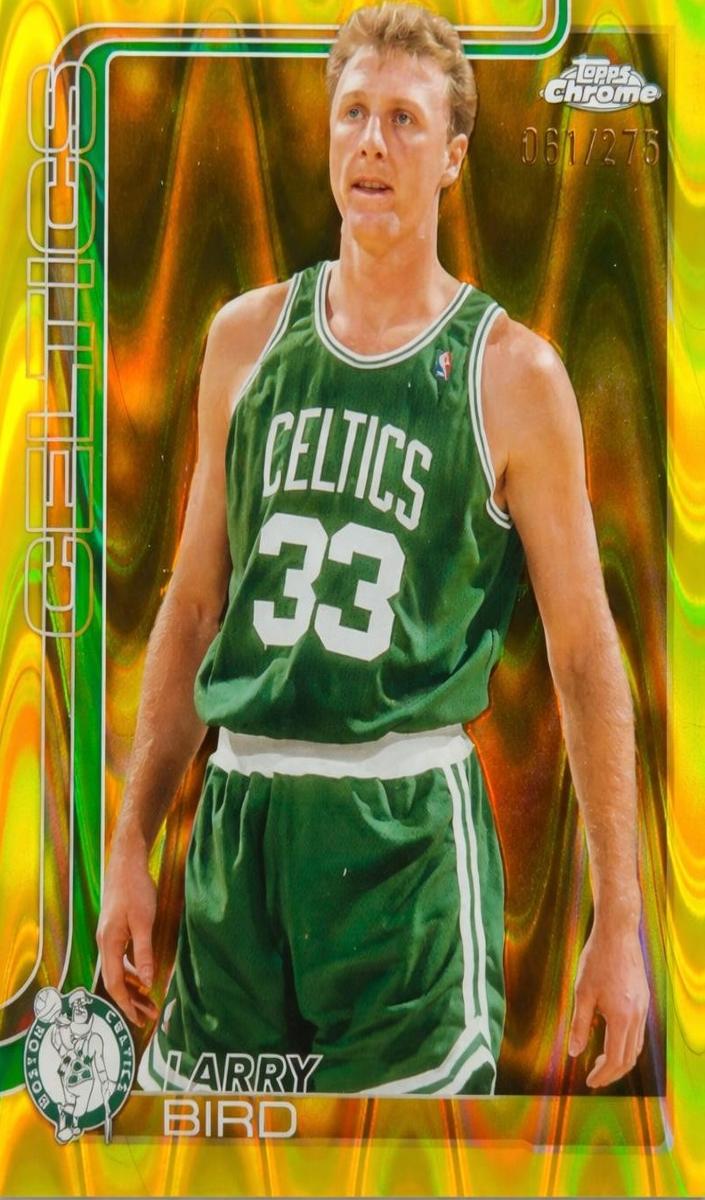 2025 Topps Chrome Basketball RayWave Yellow Refractor Larry Bird #243