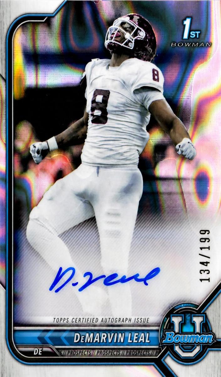 2021 Bowman Chrome University Football Lava Refractor DeMarvin Leal #BCPA-DLE