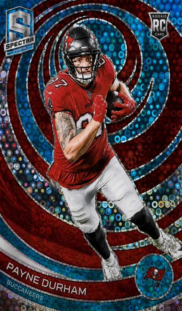 2023 Panini Spectra Football Neon Blue Die Cut Payne Durham #185