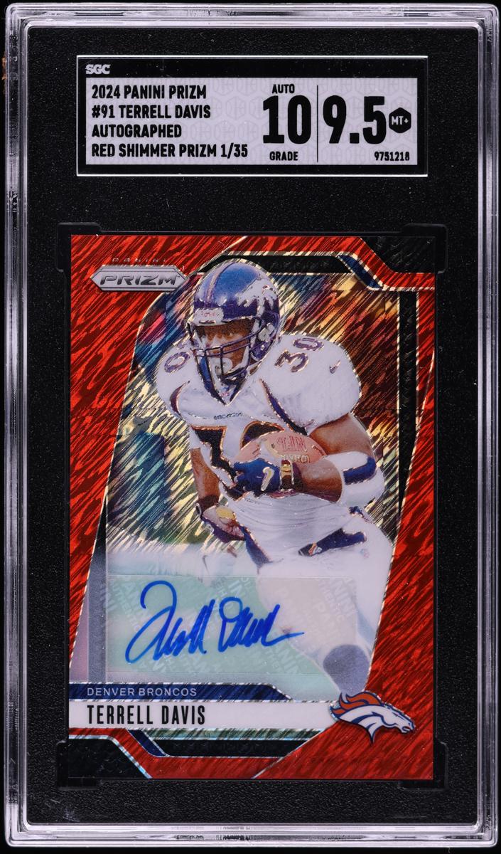 2024 Panini Prizm Football Red Shimmer Terrell Davis #91 SGC 9.5