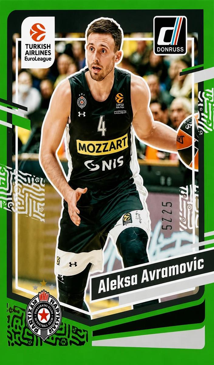 2023 Donruss Turkish Airlines EuroLeague Basketball Neon Green Flood Aleksa Avramovic #152