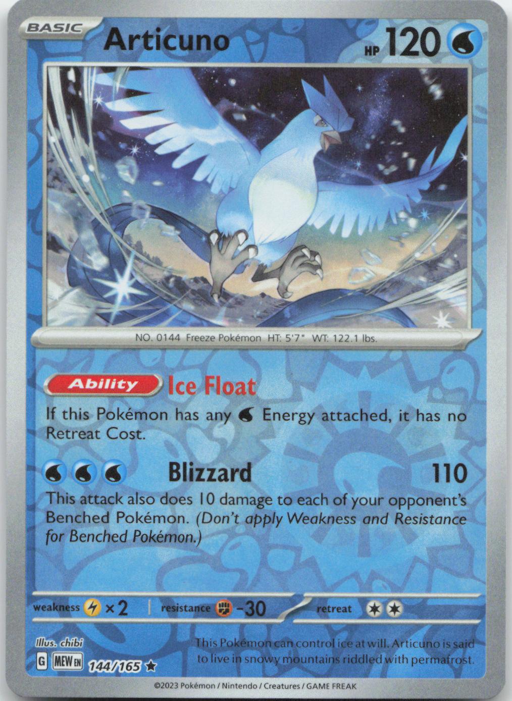 2023 Pokemon Scarlet & Violet 151 Reverse Holo Articuno #144