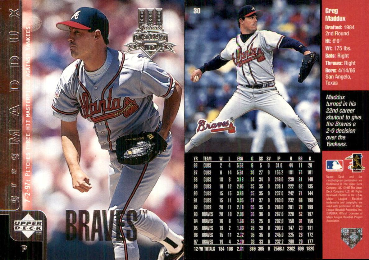 1998 Upper Deck Baseball Greg Maddux #30 PSA 10