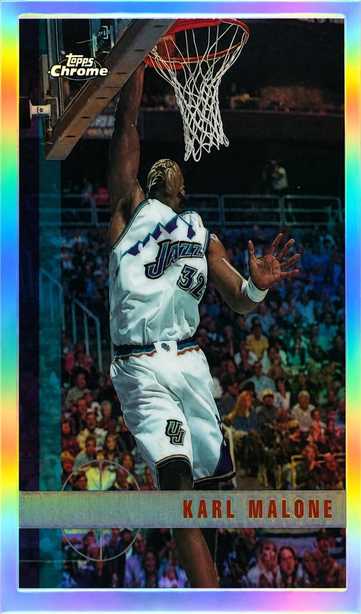 1997 Topps Chrome Basketball Refractor Karl Malone #166 PSA 9