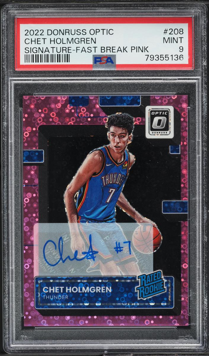 2022 Donruss Optic Basketball Fast Break Pink Chet Holmgren #208 PSA 8.5