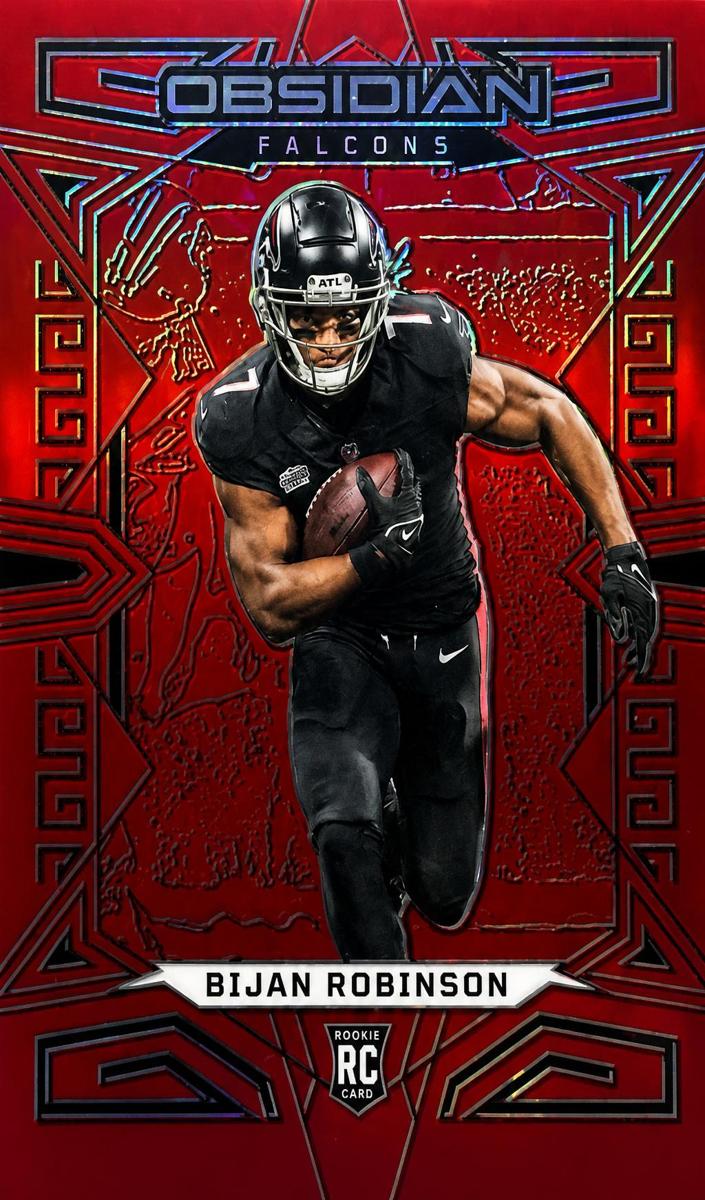 2023 Panini Obsidian Football Asia Electric Etch Red Flood Bijan Robinson #105 PSA 9