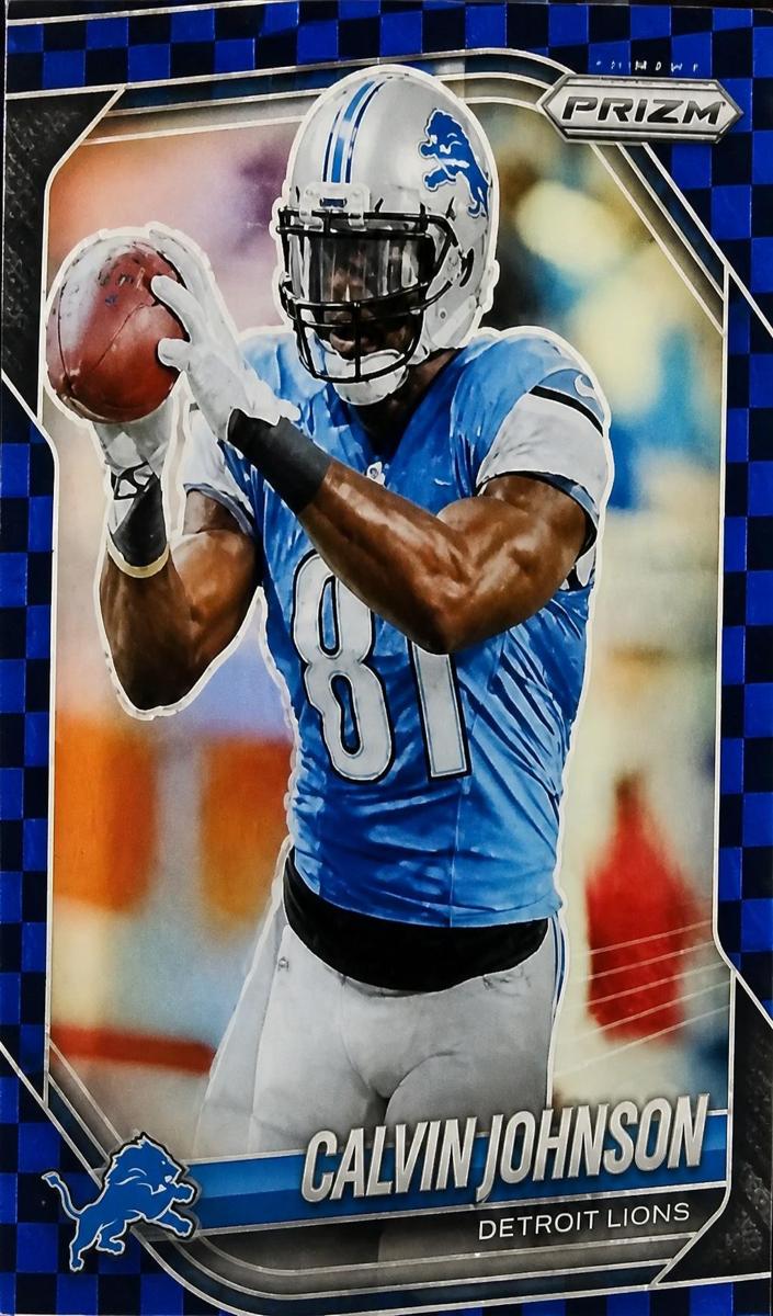 2025 Panini Prizm Football Black and Blue Checker Calvin Johnson #111