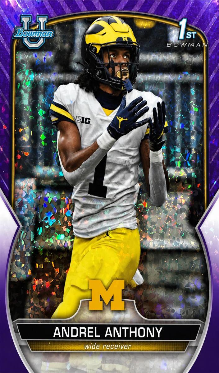 2022 Bowman Chrome University Football Purple Mini-Diamond Refractor Andrel Anthony #63