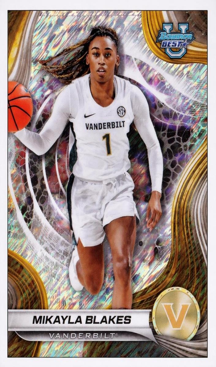 2024 Bowman Best University Basketball Shimmer Refractor Mikayla Blakes #56