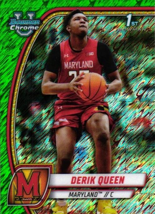 2024 Bowman Chrome University Basketball Green Shimmer Refractor Derik Queen #19 PSA 10