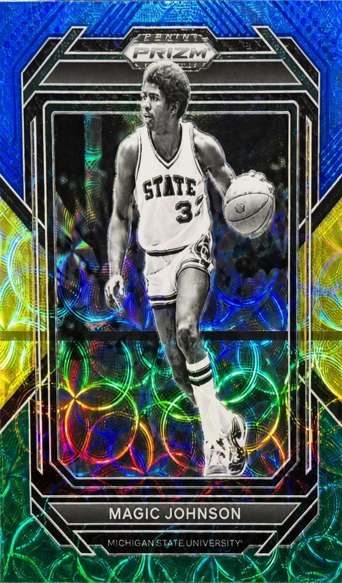2023 Panini Prizm Draft Picks Basketball Choice Blue Yellow and Green Magic Johnson #79 PSA 9