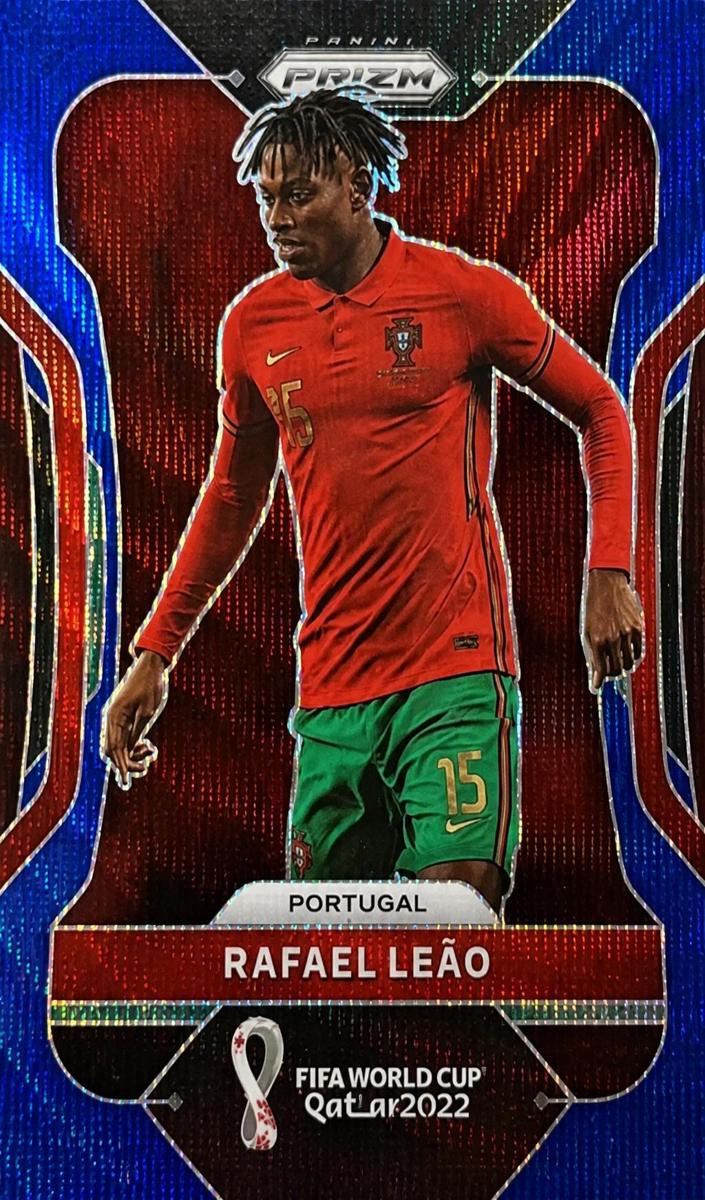 2022 Panini Prizm FIFA World Cup Qatar Soccer Prizms Blue Wave Rafael Leao #181 PSA 9